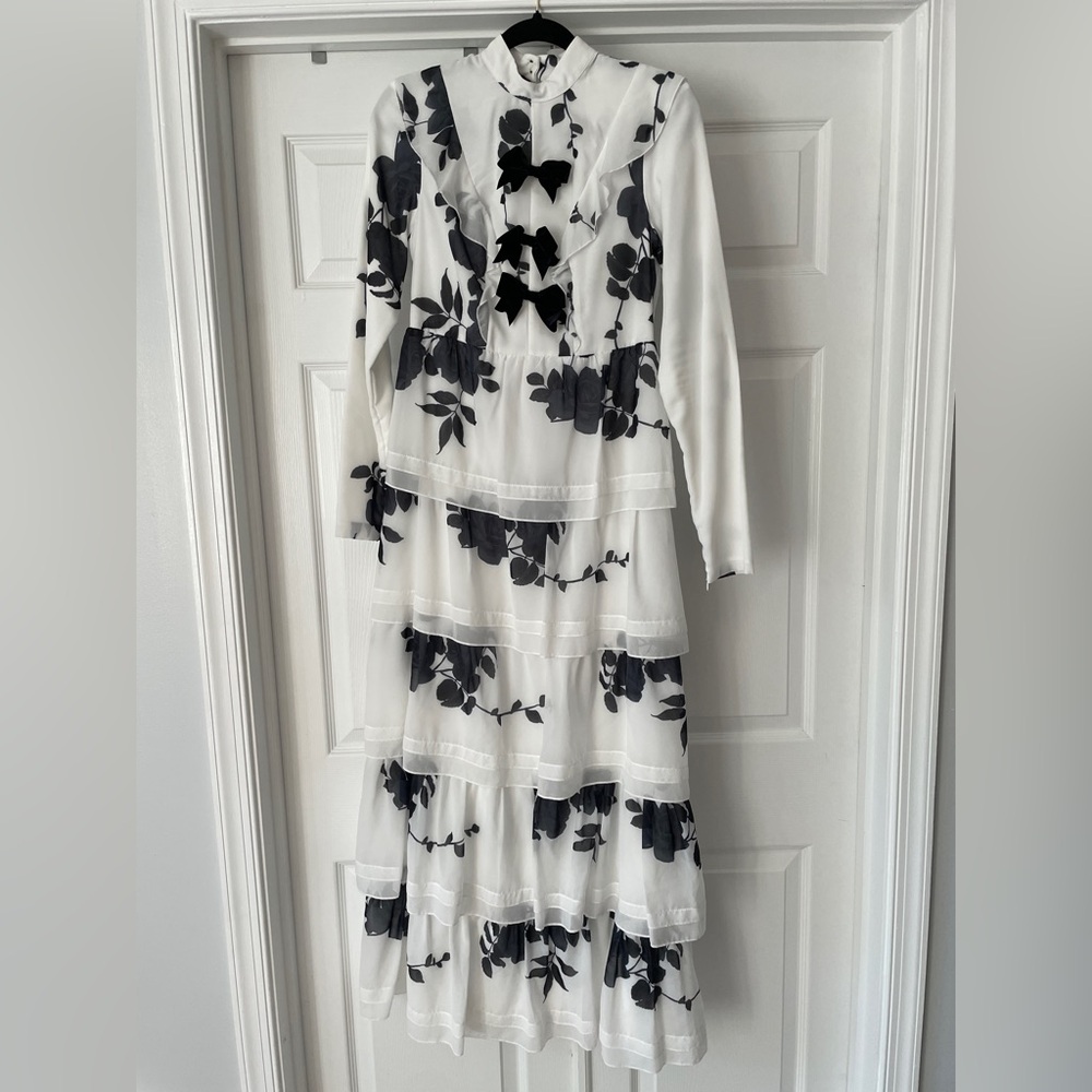 Elegant Black and White Floral Dress